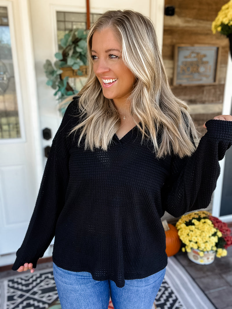 Puff Perfect Waffle Top - Black