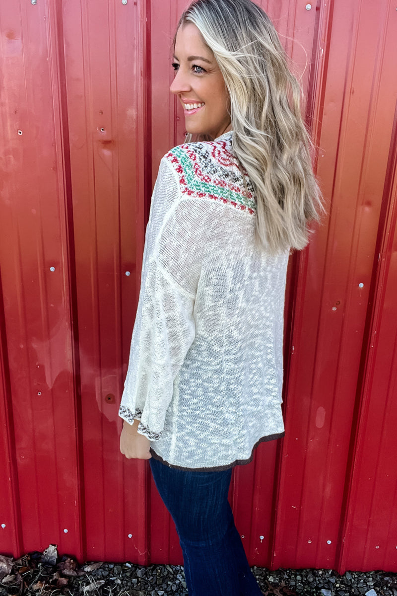 Feeling Festive - Boatneck Oversize Long Sleeve Slub Sweater