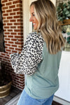 Wild & Cozy Waffle Top - Sage