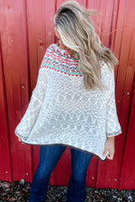 Feeling Festive - Boatneck Oversize Long Sleeve Slub Sweater