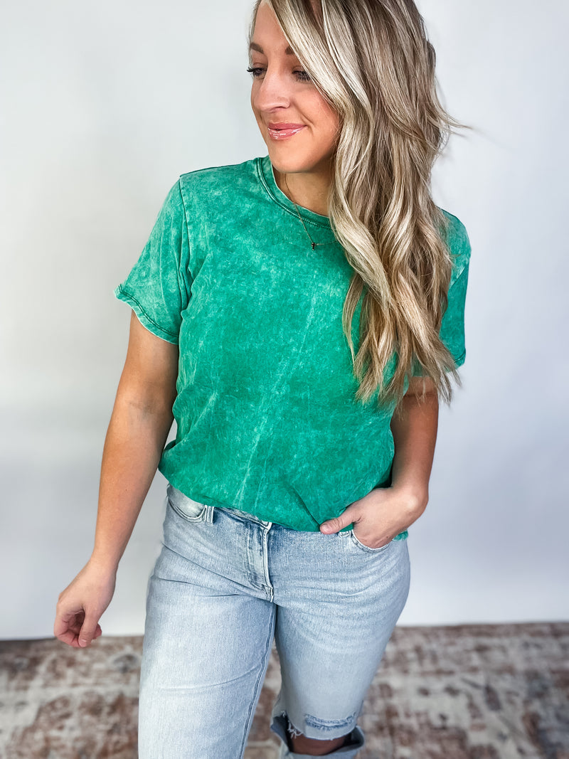 Washed Short-Sleeve Top - Kelly Green