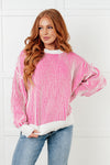 Least High Maintenance Contrast Trim Sweater in Pink