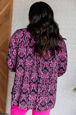 Lizzy Top in Hot Pink and Navy Damask