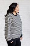 Too Good to Be True Striped Drop Shoulder Top in Black