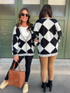 PREORDER: Contrast Trim Cardigan in Black Checkers