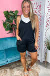 Be Active - French Terry Overall Romper - Black
