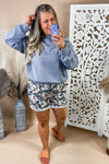 Floral French Terry Cuffed Shorts
