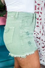 The Lola's - Olive High Rise Distressed Shorts