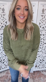 Cozy Vibes Oversized Sweatshirt - Olive