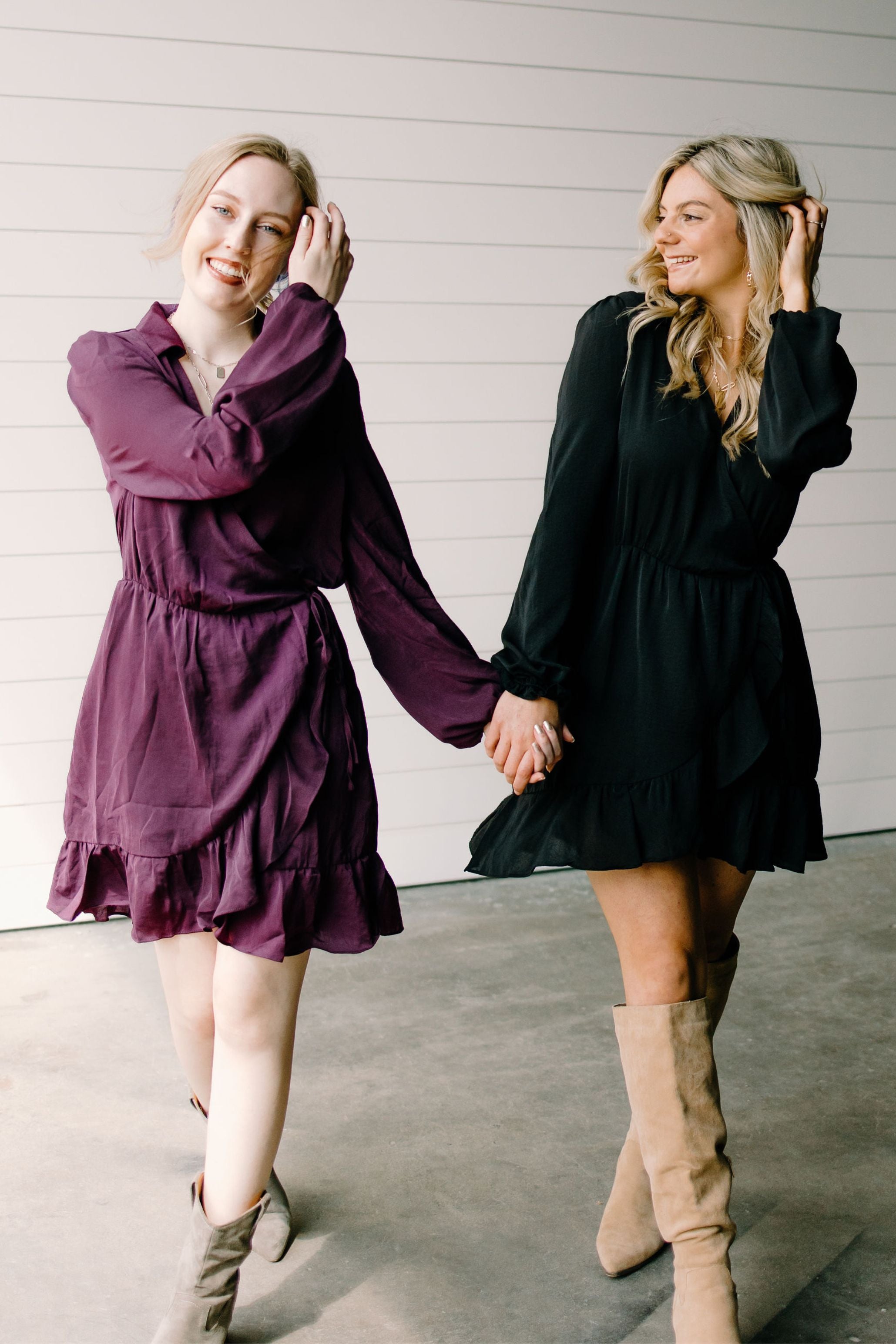 Pick It Up- {Merlot & Black} Wrap Ruffle Dress Medium / Merlot Pick It Up- {Merlot & Black} Wrap Ruffle Dress Medium / Merlot