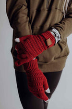 Knitted Gloves- Red/Olive/Heathered Black