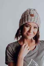 Keep Me Cozy- Ivory/Olive/Red/Heathered Tan Knit Beanie