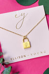 Gold Scripted Initial Locket Necklace