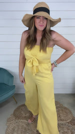 Pocket Full Of Sunshine- Yellow Strapless Jumpsuit w/ Bow Detail