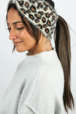 Leopard Twist Fuzzy Head Wrap