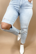 The Vanessa's- Light Wash High Rise Relaxed Fit Ripped Jeans
