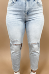 The Vanessa's- Light Wash High Rise Relaxed Fit Ripped Jeans