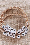Girl Mom- Gold Beaded Letter Bracelet
