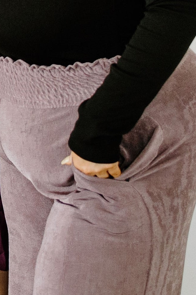 Feeling Lavish- Dark Lavender Wide Leg Pants w/ Smocked Waist Detail