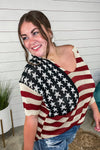 Fly High- American Flag Lightweight V-Neck Sweater