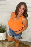 Hot Girl Summer- RESTOCKED ORANGE {Black, Fuchsia, Neon Orange & White} Scoop Neck Ribbed Tank