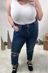 The Phoebe's- {CURVY} Distressed Roll Up Mom Jeans