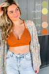 Yours Truly- {Olive, Mustard, Mocha, Clay, & Rust Orange} Lace Bralette w/ Smocking