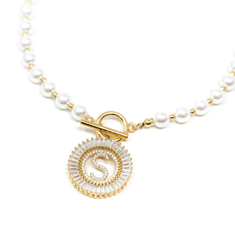 PREORDER: Pearl Chain Radiant Initial Necklace