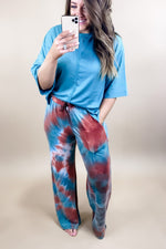 Changing Plans- Blue & Rust Tie Dye Lounge Pants - SMALL