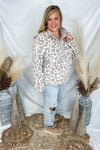 White Leopard - Animal Print Fur Snap Up Pullover