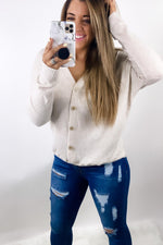 Butter Me Up- {Black, Cream, Olive & Rust} Waffle Knit Long Sleeve w/ Button Detail