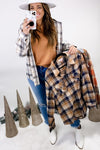 Plaid To See You- {Bone, Rust, Tan & Gray} Plaid Flannel w/ Removable Hood