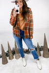 Plaid To See You- {Bone, Rust, Tan & Gray} Plaid Flannel w/ Removable Hood