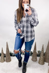 Plaid To See You- {Bone, Rust, Tan & Gray} Plaid Flannel w/ Removable Hood