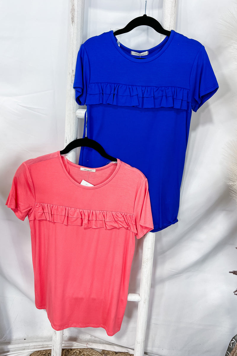 Oh My!- Kids Double Ruffle Top {Pink} {Blue}