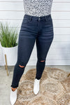 The Jaden's- Black High Rise Distressed Skinny Jeans