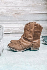 Saddle Up- {Cream, Gray & Brown} Short Western Booties
