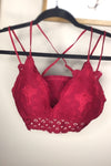 Feel Pretty - {Burgundy & Olive} Lace Bralette - SIZE SMALL