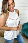 Make My Own Way- {Black & Ivory} Tank Top w/ Halo Neckline & Crochet Detail