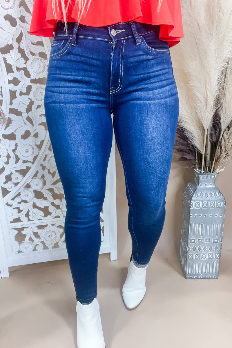The Claire's - Mid Rise Dark Skinny Jeans
