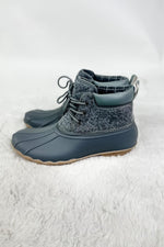 Jumping In Puddles- Light Gray Duck Boots w/ Quilted Top
