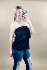 Always Be You- {Black & Rust} Lace Flowy Tube Top