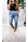 The Jalie's- LIGHT Distressed Boyfriend Cargo Cropped Jeans