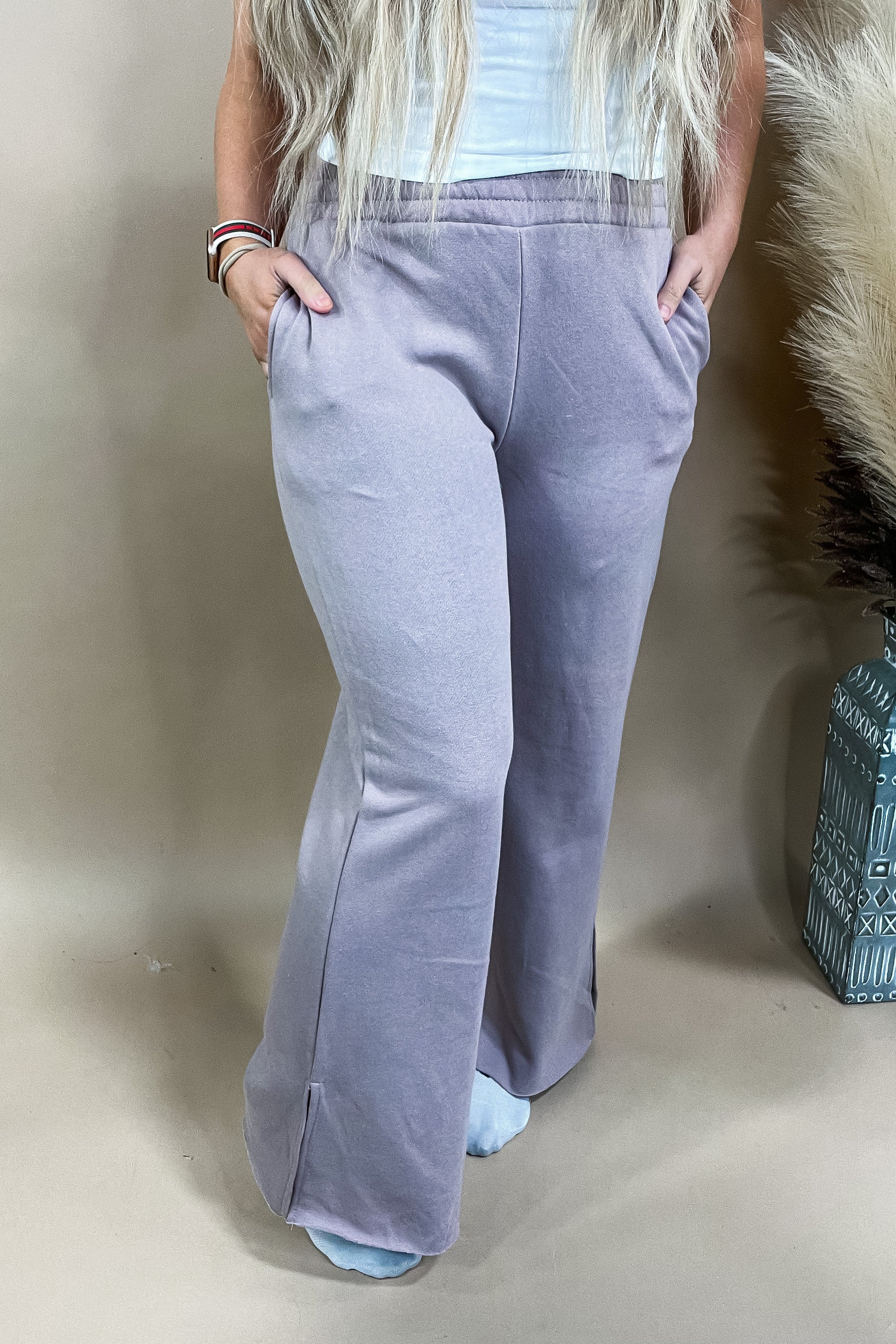 Rosy Brown Soft Knit Wide Leg Pants With Slit – Proverbs Boutique