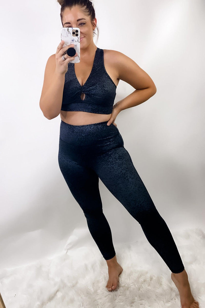My Time To Shine- {Sports Bra OR Leggings} Charcoal Shimmer Workout Se –  Proverbs Boutique