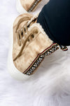 Back In Action- Tan Tie-Dye Zip Up High-Top Sneakers w/ Lace Up Detail