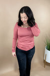 What A Classic- {Black & Mauve} Ribbed Scoop Neck Long Sleeve Top