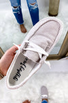 I See You Girl- Lt. Gray & White Corduroy Flats w/ Fuzzy Lining