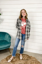 Plaid To See You- {Bone, Rust, Tan & Gray} Plaid Flannel w/ Removable Hood