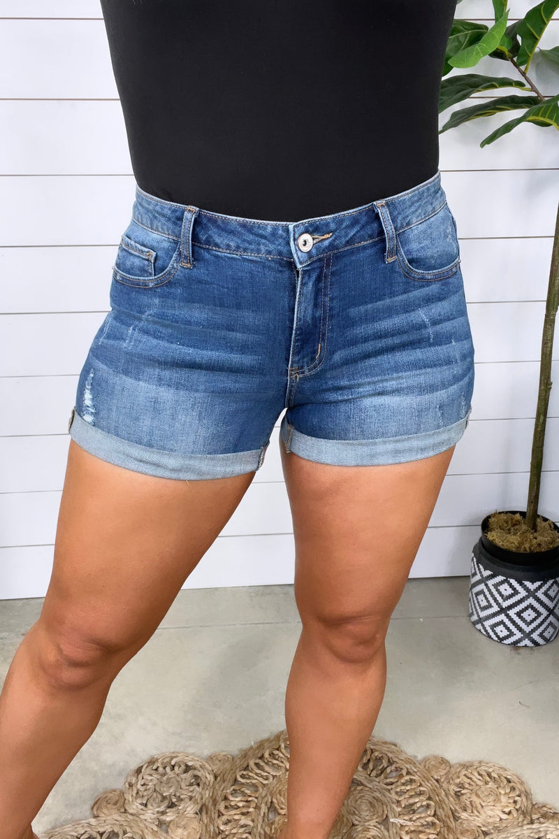 The Megan's- Rolled Cuff Denim Shorts